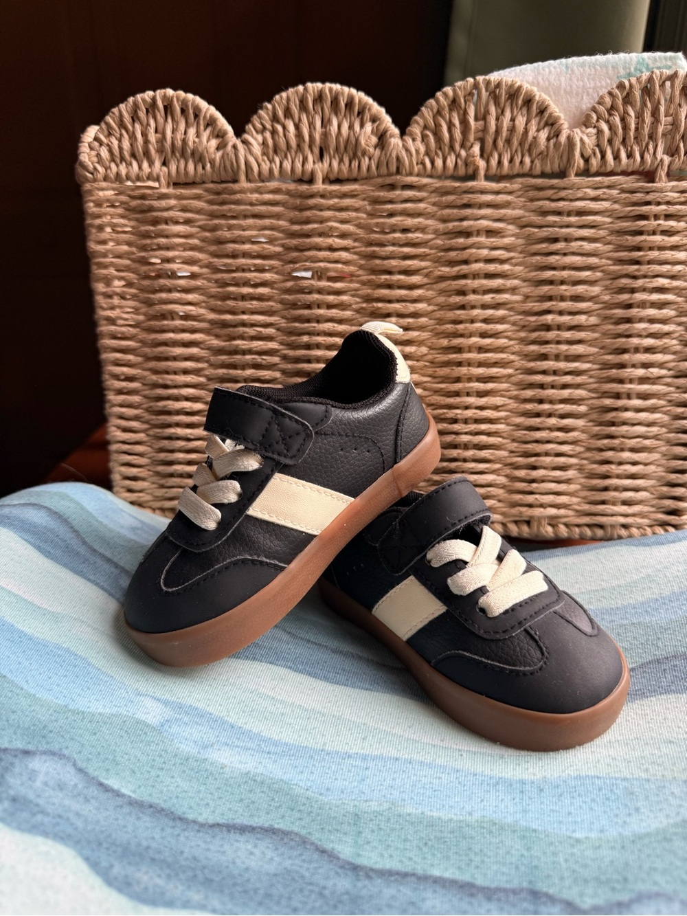 H&M Black and Cream Kids Sneakers with Gum Sole
